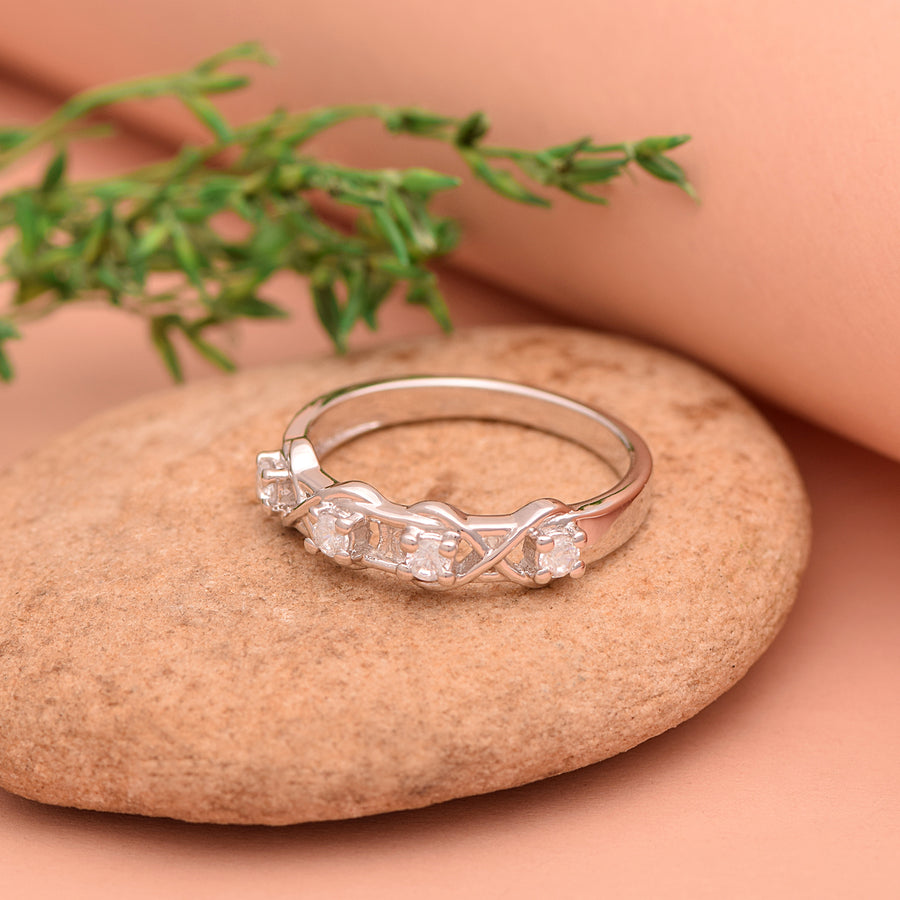Cubic Zircon Infinity Design Ring -Sterling Silver