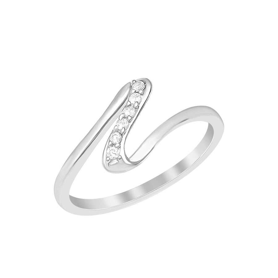 White Cz Wave Ring- Sterling Silver