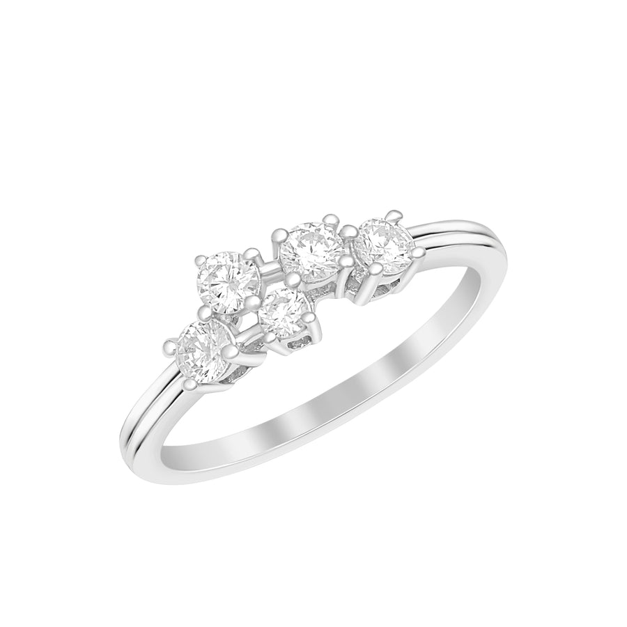 White Zircon Cluster Ring -Sterling Silver