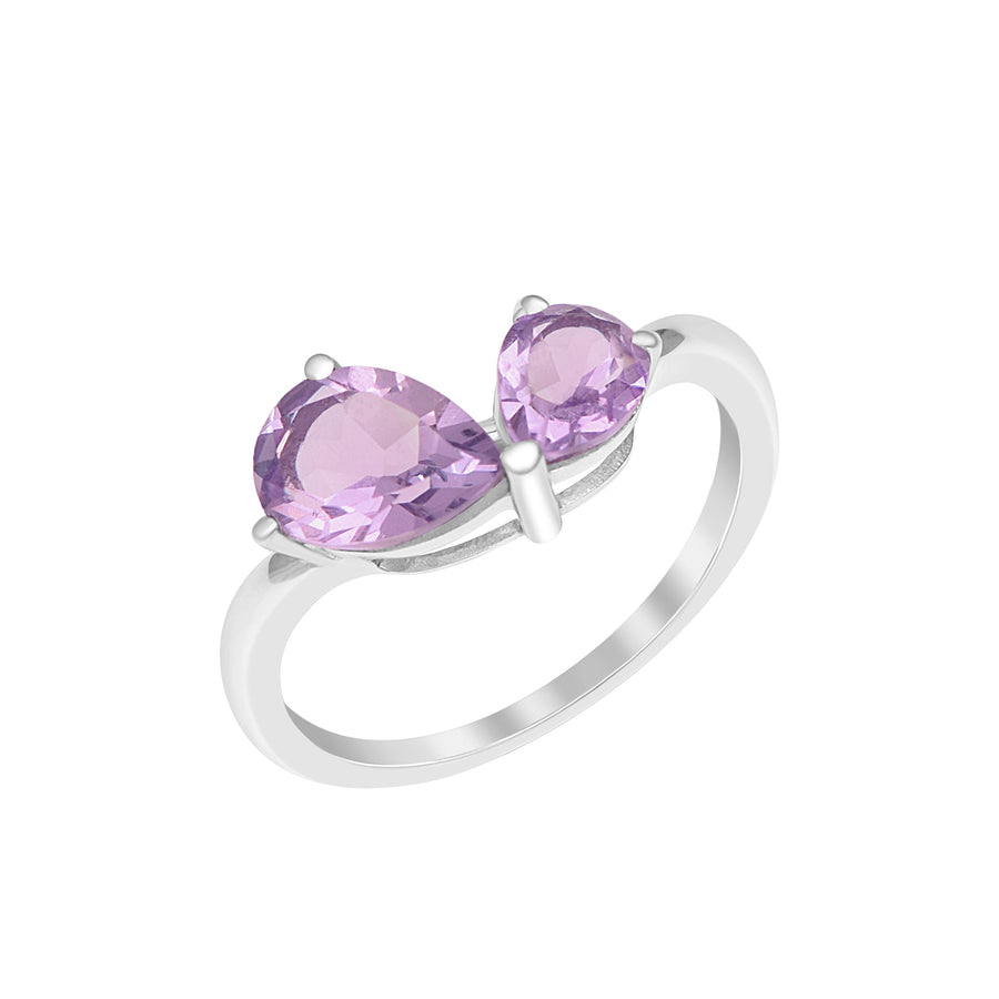 Amethyst Bypass Ring-Sterling Silver