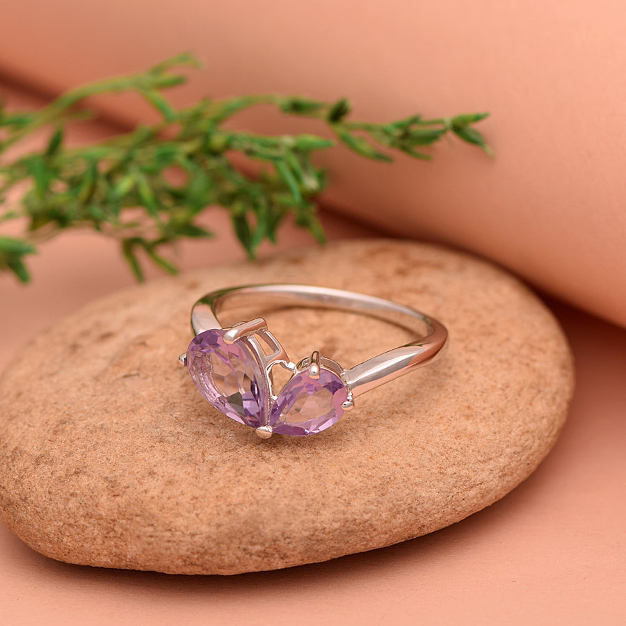 Amethyst Bypass Ring-Sterling Silver