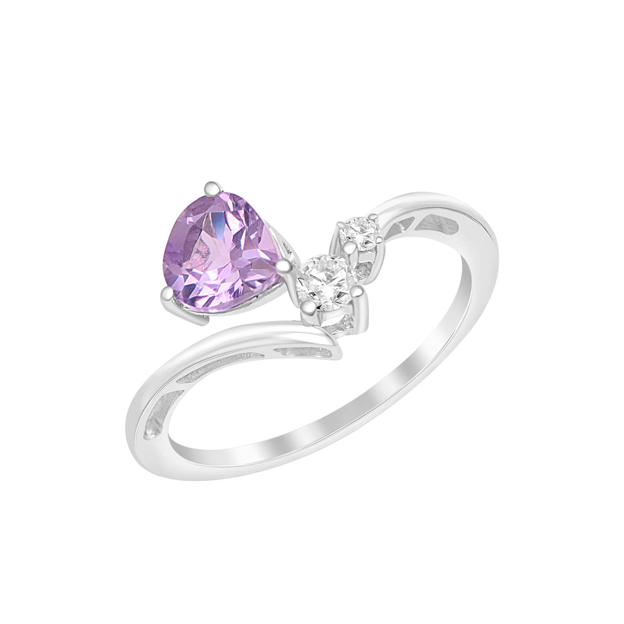 Amethyst Solitaire ring- Sterling Silver