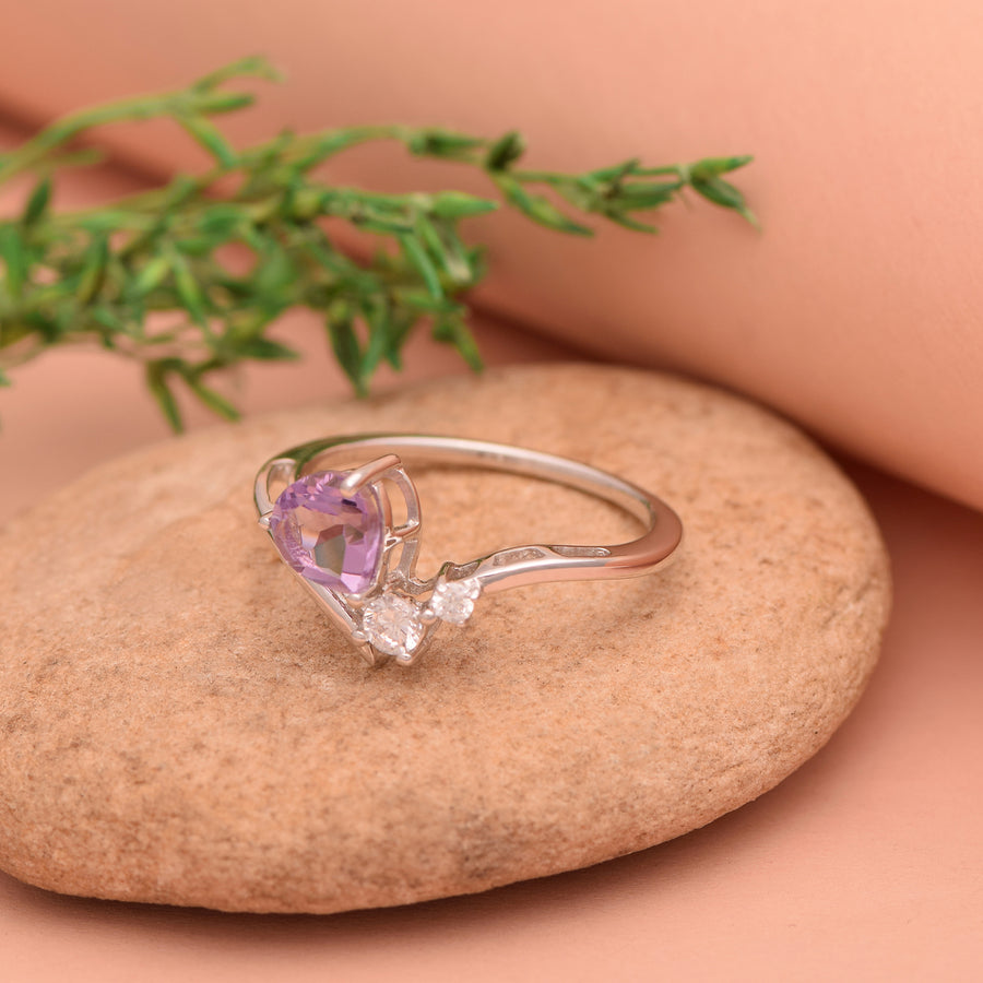 Amethyst Solitaire ring- Sterling Silver