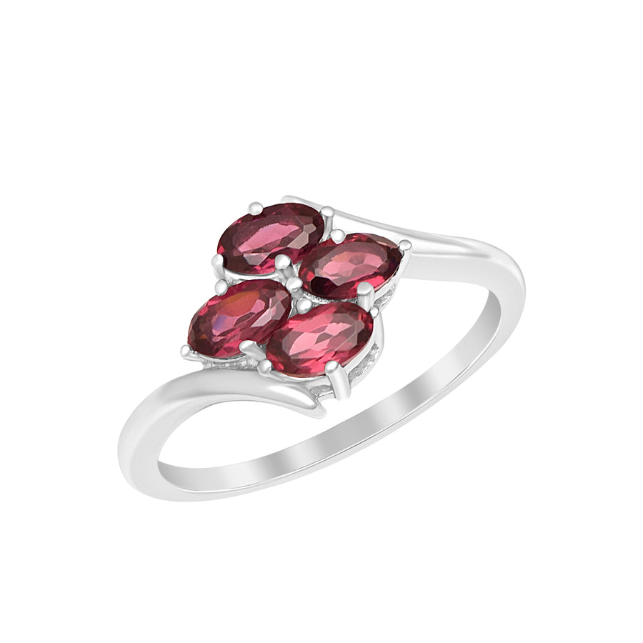 Garnet Cluster Ring -Sterling Silver