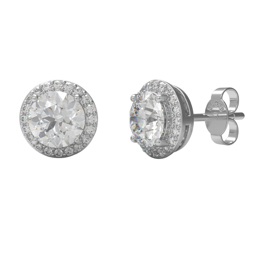 Moissanite Classic Halo Jewelry Set - Sterling Silver