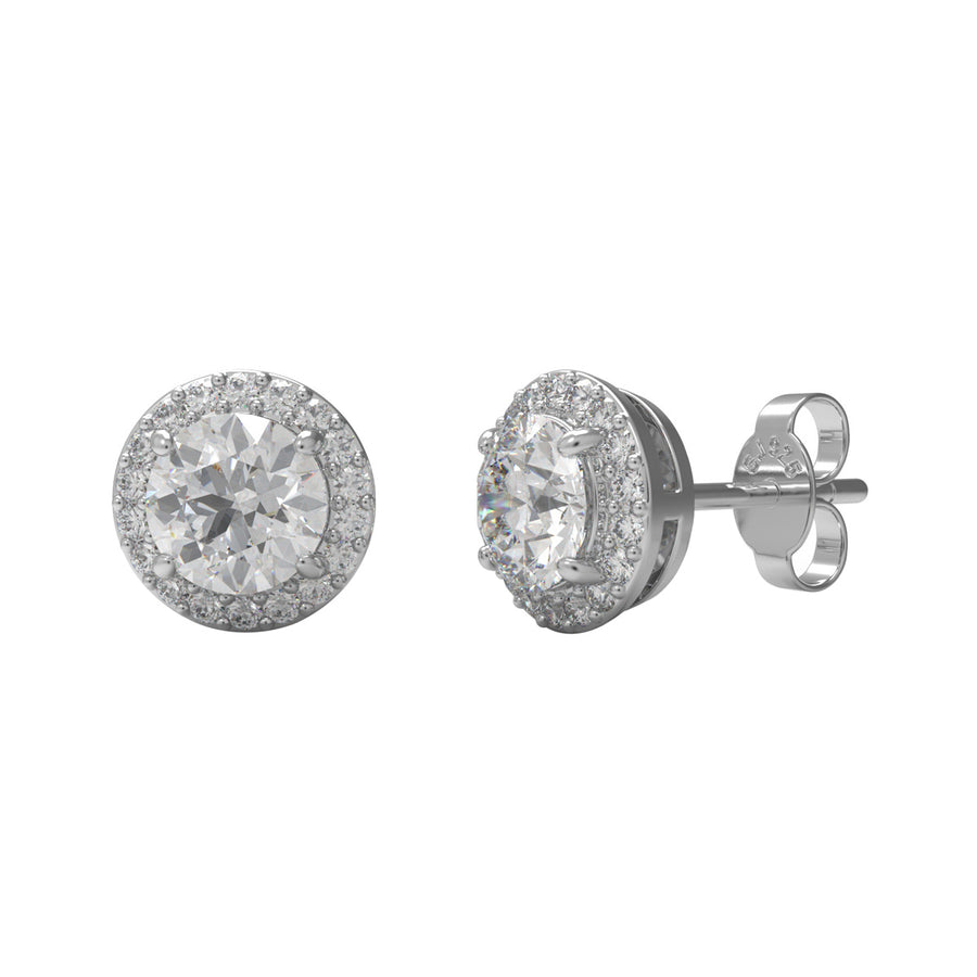 Moissanite Classic Halo Jewelry Set - Sterling Silver