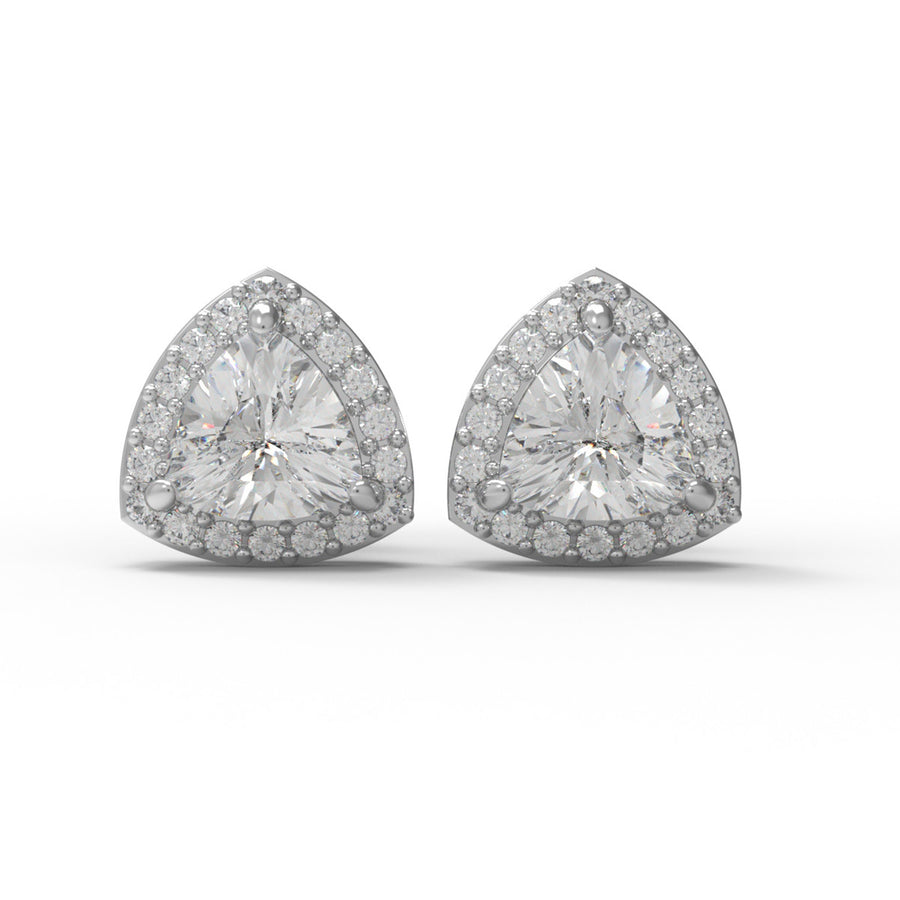 Moissanite Elegant Trillion Halo Trio Jewelry Set - Sterling Silver