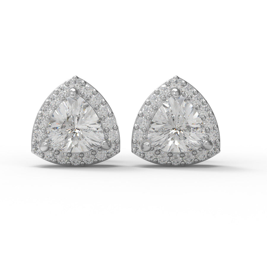 Moissanite Radiant Trillion Halo Jewelry Set - Sterling Silver