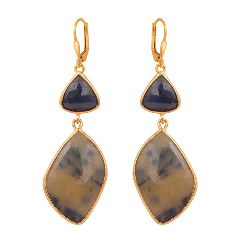 Multi Color Sapphire 925 Sterling Silver Gold Vermeil Women Wedding Earring - Kimaya INC