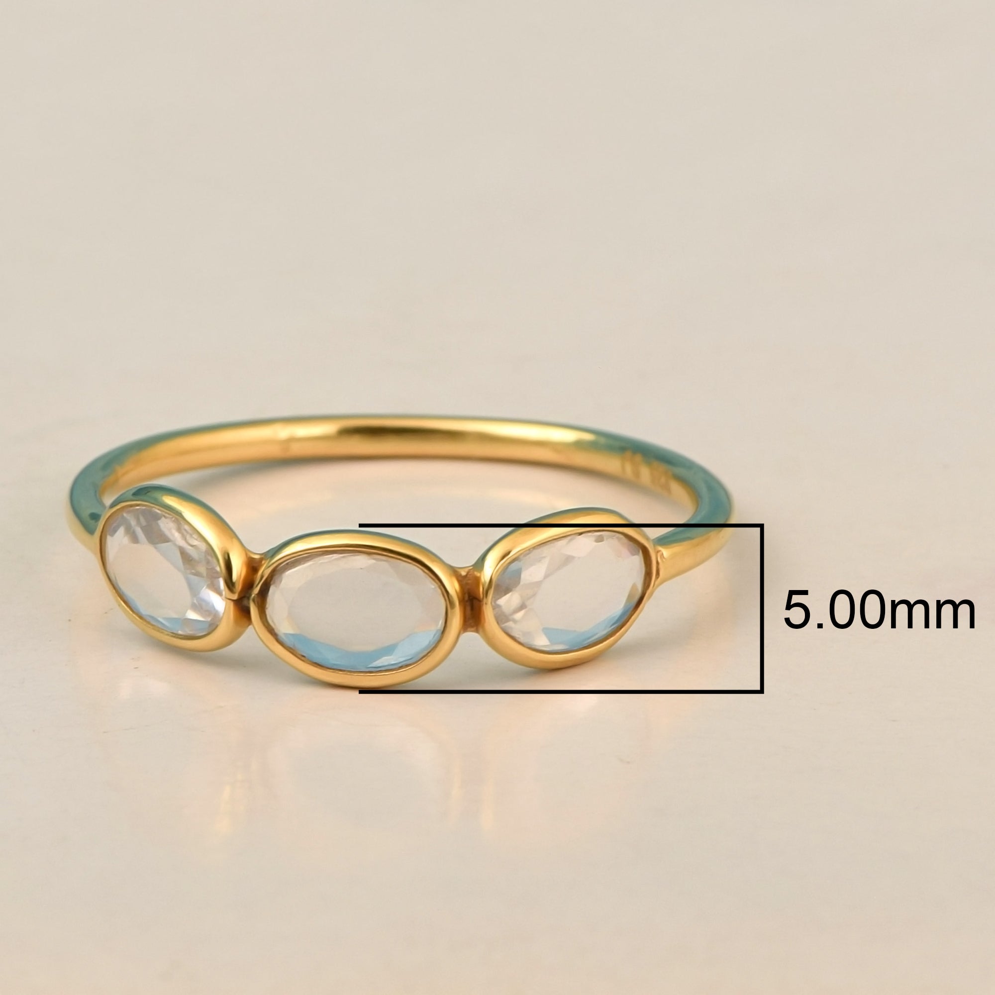 925 Sterling Silver Natural White Zircon Gemstone 3-Stone Ring - Kimaya INC