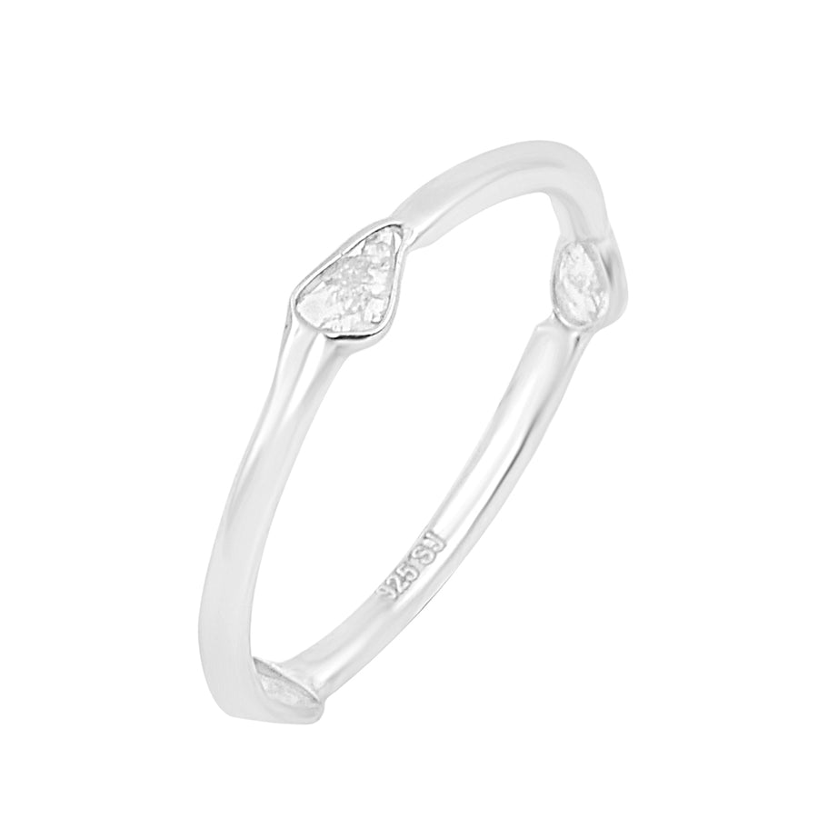 925 Sterling Silver 0.10 CT Natural Cut Polki Diamond Stackable Women Ring