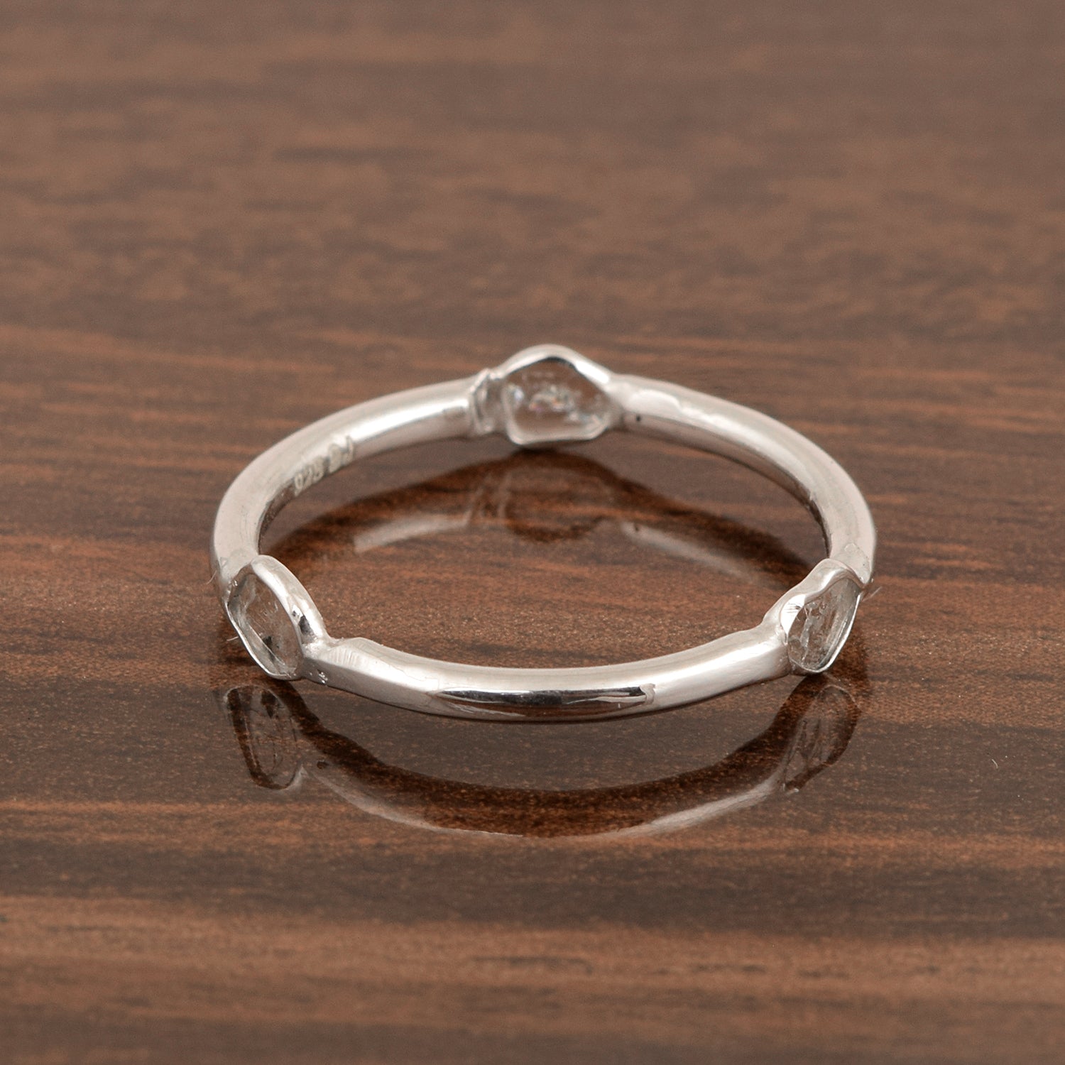 925 Sterling Silver 0.10 CT Natural Cut Polki Diamond Stackable Women Ring - Kimaya INC