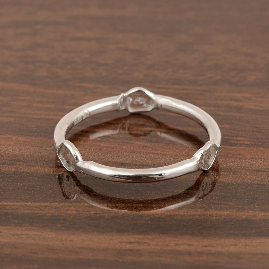 925 Sterling Silver 0.10 CT Natural Cut Polki Diamond Stackable Women Ring