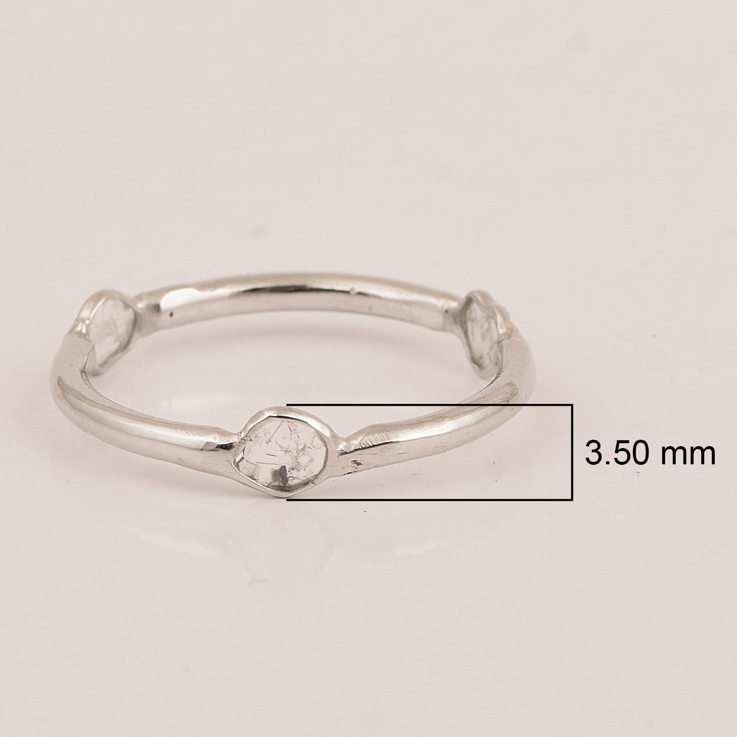 925 Sterling Silver 0.10 CT Natural Cut Polki Diamond Stackable Women Ring - Kimaya INC