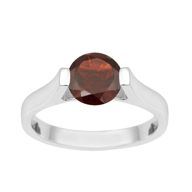 7mm Round Garnet Open Prong Ring for Women in 925 Sterling Silver - Kimaya INC
