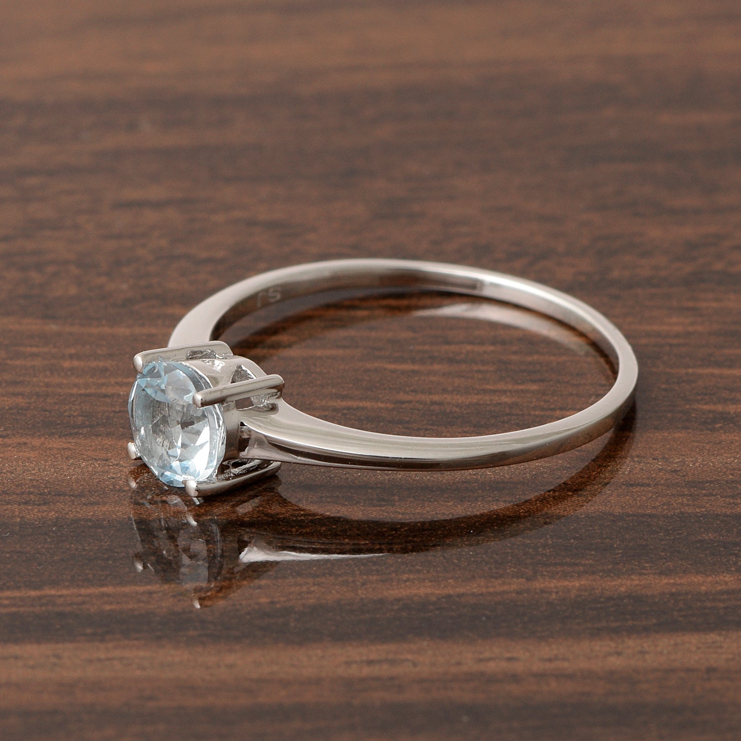 925 Sterling Silver Round 6 MM Blue Topaz Solitaire Women Ring - Kimaya INC