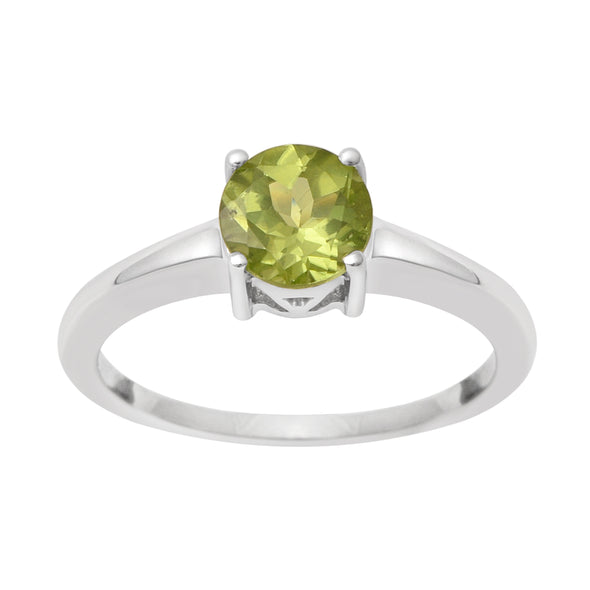 925 Sterling Silver Round 6 MM Peridot Solitaire Women Ring - Kimaya INC