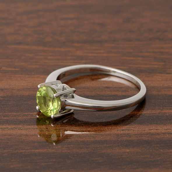 925 Sterling Silver Round 6 MM Peridot Solitaire Women Ring - Kimaya INC