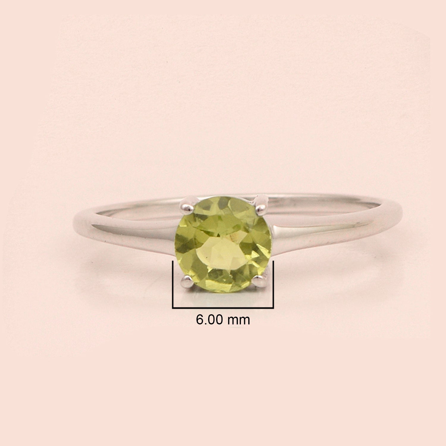 925 Sterling Silver Round 6 MM Peridot Solitaire Women Ring - Kimaya INC