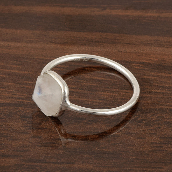 925 Sterling Silver Cushion 6mm Moonstone Gemstone Stackable Band Ring - Kimaya INC