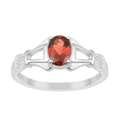 925 Sterling Silver Oval 7x5mm Garnet Gemstone Stacking Ring - Kimaya INC