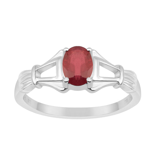 925 Sterling Silver Oval 7x5mm Ruby Gemstone Stacking Ring - Kimaya INC