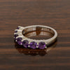 925 Sterling Silver 7-Stone Round Purple Amethyst Gemstone Women Wedding Ring - Kimaya INC