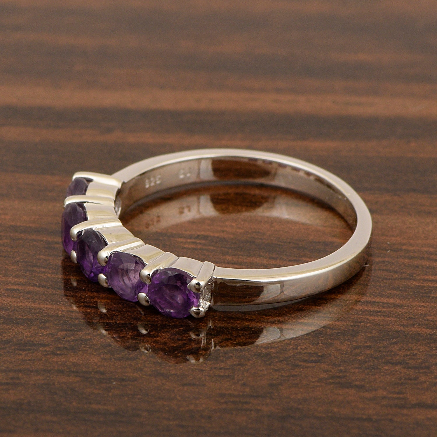 Half-Eternity Amethyst Gemstone Stackable Women Wedding Ring - Kimaya INC