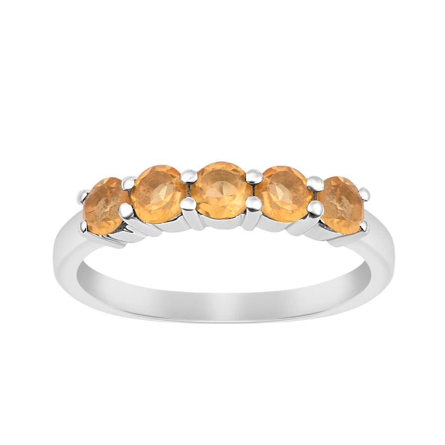 Citrine Five Stone Stackable Ring - Sterling Silver