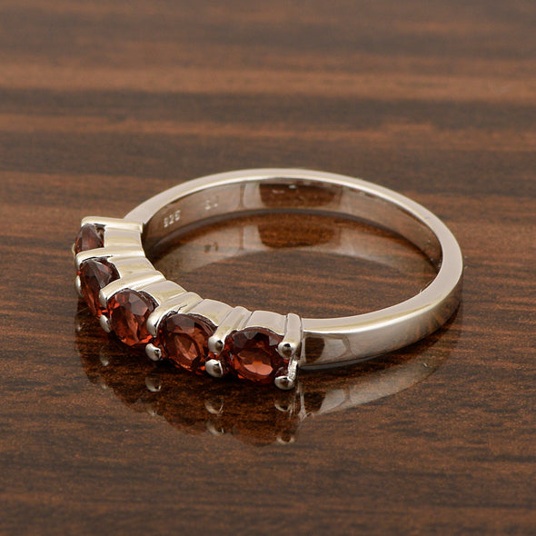Half-Eternity Garnet Gemstone Stackable Women Wedding Ring - Kimaya INC