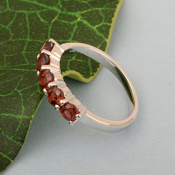 Half-Eternity Garnet Gemstone Stackable Women Wedding Ring - Kimaya INC