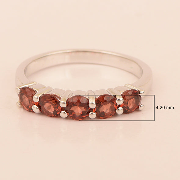 Half-Eternity Garnet Gemstone Stackable Women Wedding Ring - Kimaya INC
