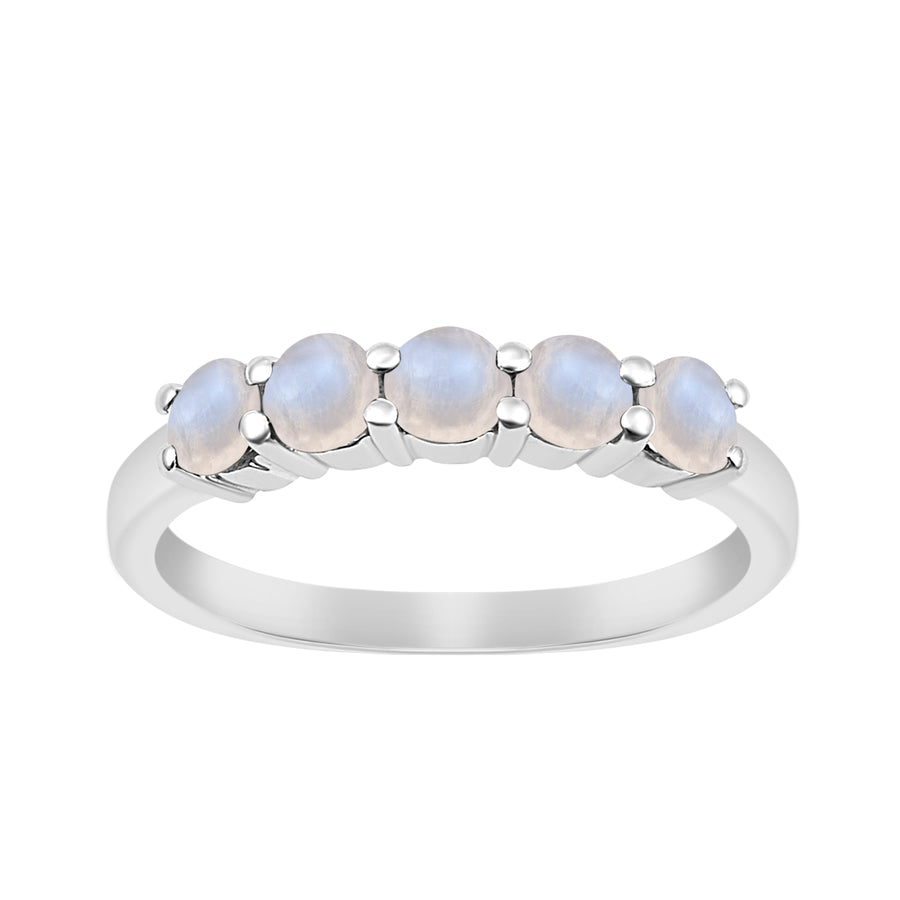 Moonstone Five Stone Stackable Ring - Sterling Silver