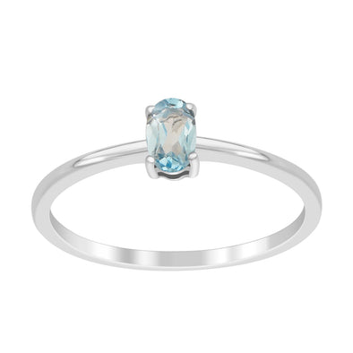 Dainty 925 Sterling Silver Stackable Oval-Shaped Aquamarine Women Ring - Kimaya INC