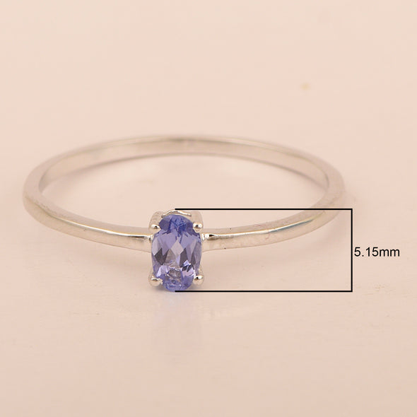 Dainty 925 Sterling Silver Stackable Oval-Shaped Tanzanite Women Ring - Kimaya INC