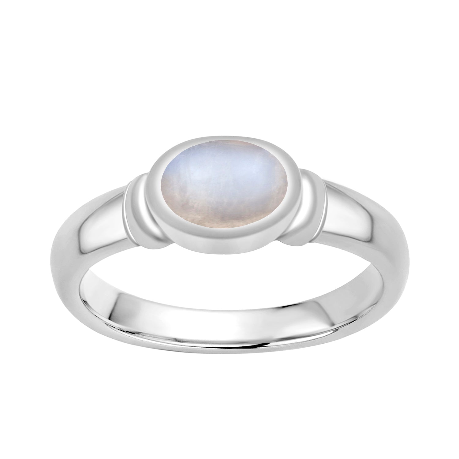 Dainty 925 Sterling Silver Stackable Oval-Shaped 1 Ctw Moonstone Women Ring - Kimaya INC