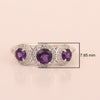 925 Sterling Silver Round 1.05 Ct Amethyst 3-Stone Engagement Ring - Kimaya INC