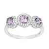 925 Sterling Silver Round 1.05 Ct Tanzanite 3-Stone Engagement Ring - Kimaya INC