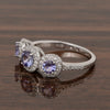 925 Sterling Silver Round 1.05 Ct Tanzanite 3-Stone Engagement Ring - Kimaya INC