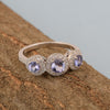 925 Sterling Silver Round 1.05 Ct Tanzanite 3-Stone Engagement Ring - Kimaya INC