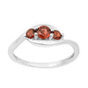 925 Sterling Silver Three-Stone Oval 1.35 Ctw Garnet Women's Ring - Kimaya INC