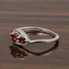 925 Sterling Silver Three-Stone Oval 1.35 Ctw Garnet Women's Ring - Kimaya INC