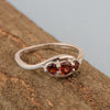 925 Sterling Silver Three-Stone Oval 1.35 Ctw Garnet Women's Ring - Kimaya INC