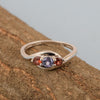 925 Sterling Silver Three-Stone Oval 1.35 Ctw Tanzanite Women's Ring - Kimaya INC