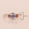 925 Sterling Silver Three-Stone Oval 1.35 Ctw Tanzanite Women's Ring - Kimaya INC