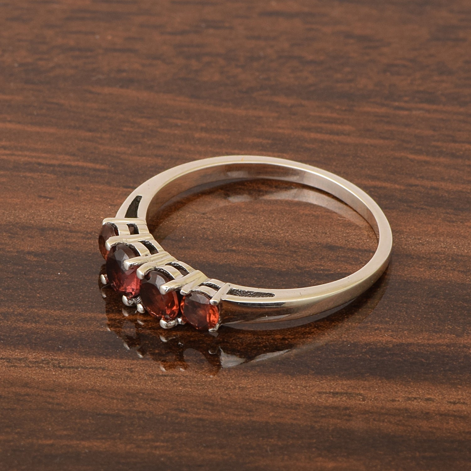 Round Cut 3.85 Carat Garnet Gemstone 925 Sterling Silver Women Engagement Ring - Kimaya INC