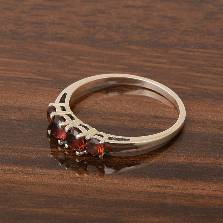 Round Cut 3.85 Carat Garnet Gemstone 925 Sterling Silver Women Engagement Ring