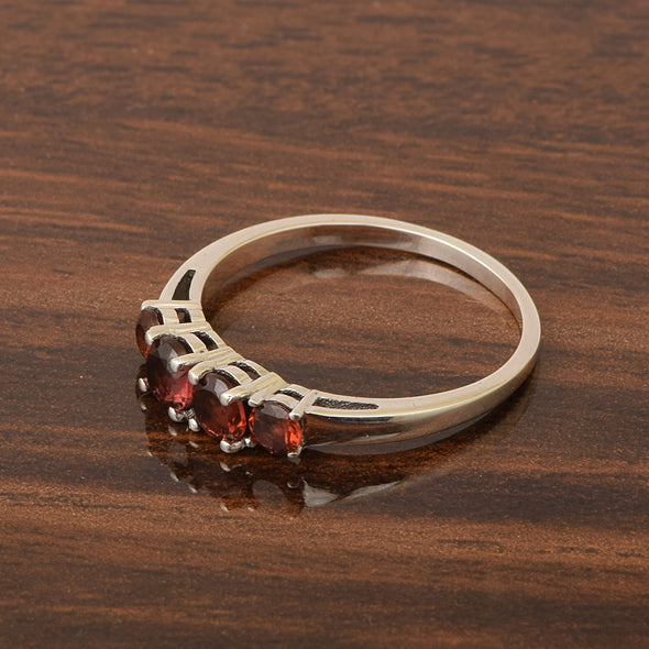 Round Cut 3.85 Carat Garnet Gemstone 925 Sterling Silver Women Engagement Ring - Kimaya INC