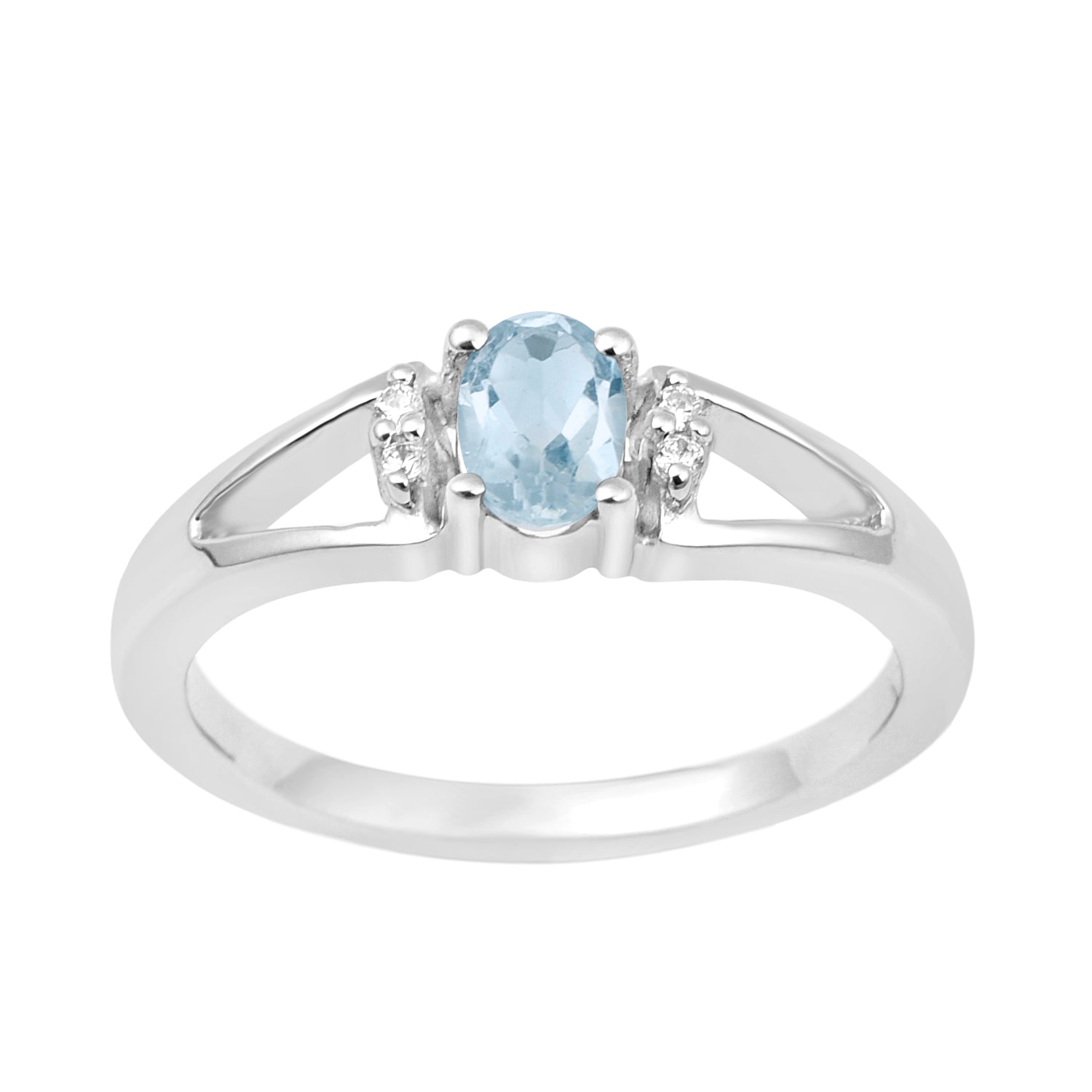 Classic Oval 6X4 MM Blue Topaz Solitaire Engagement 925 Sterling Silver Rings for Women - Kimaya INC