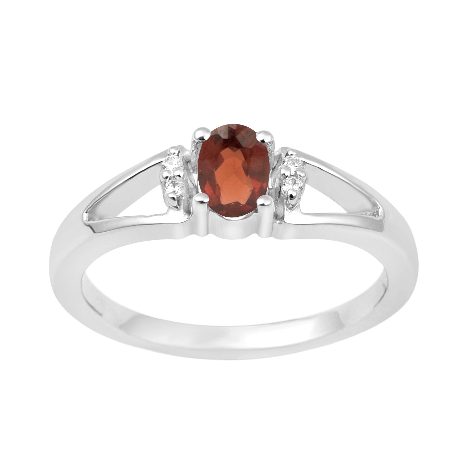 Classic Oval 6X4 MM Garnet Solitaire Engagement 925 Sterling Silver Rings for Women - Kimaya INC